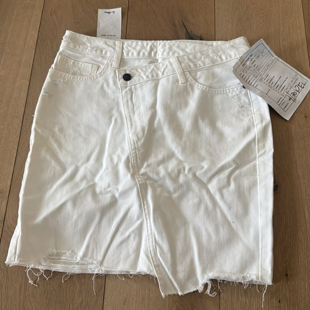 Sam EDELMAN Asymmetrical Distressed Above The Knee White Pencil Skirt - Picture 2 of 6